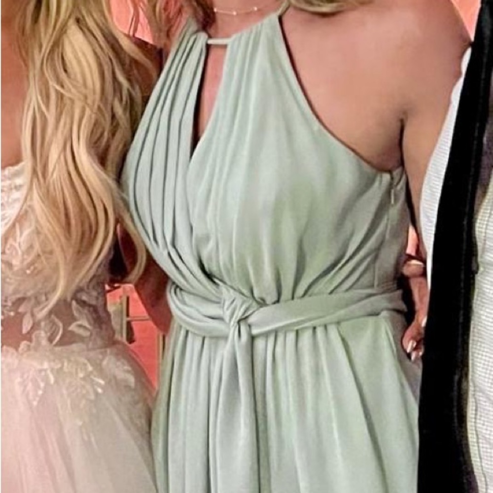Revelry Sage Green Halter Maxi Dress with Front Twist
